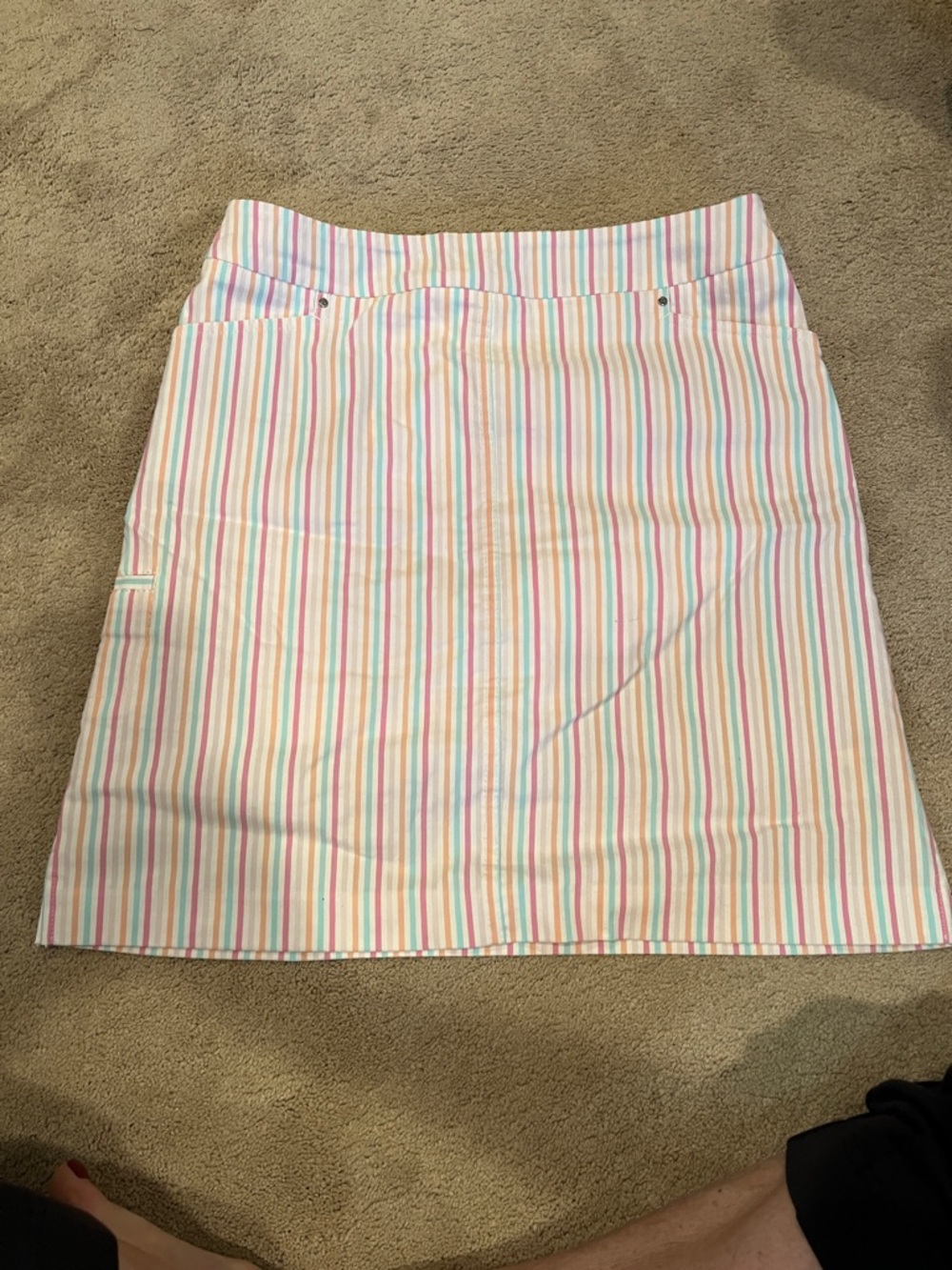 Renuar Pastel Multi-Striped Mini Skirt - White Base